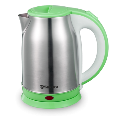 Чайник SA-2147G 1,8л - серебристый/зелёный диск