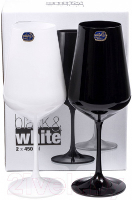 Сандра бокал 450мл д/вина черно-белый (2шт.)   40728/D4594,D4653/450/2
