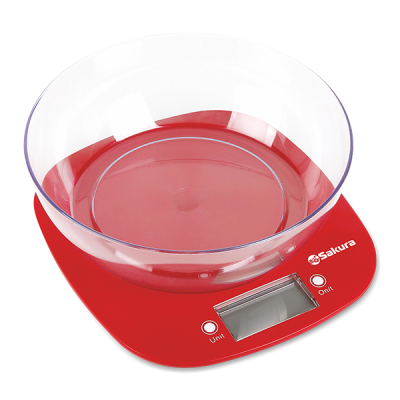 Весы кухонные электронные 7кг красный SA-6078R