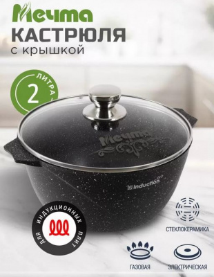 Кастрюля 2л Гранит черный Индукция Про АП (7)