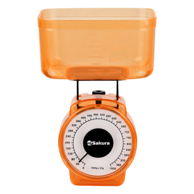 Весы кухонные механические 1кг оранжевый SA-6018A
