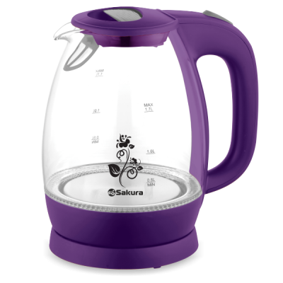 Чайник эл. 1,7л SA-2715V (1.7л) стеклянный темно-фиолетовый с подсветкой