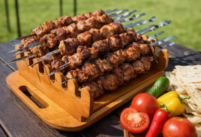 Поднос для шашлыка БРУСКЕТТА (Bruschetta) 11х26х35см цвет "сосна" покрыт лаком